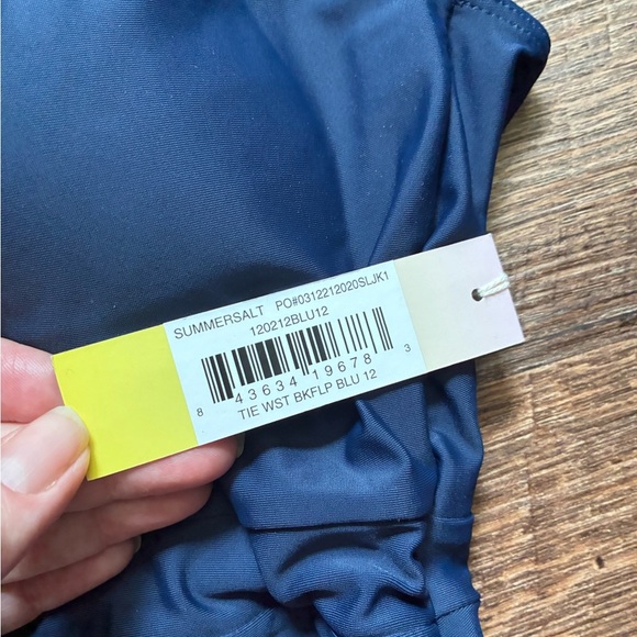Summersalt one-piece bathing suit navy blue tie-waist Backflip Swimsuit NWT 12 - Picture 8 of 13